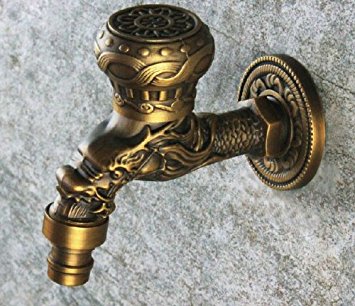 Rozin Dragon Relievo Antique Brass Single Cold Tap Washing Machine Faucet Kitchen Sink Tap