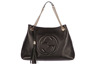 Gucci women's leather shoulder bag original soho black