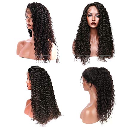 Suerkeep 8A Water Wave Virgin Brazilian Lace Front Wigs 150% Density Remy Weave Human Hair Lace Frontal Wigs With Pre-Plucked (18, Natural Color)