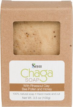 Sayan Siberian Chaga Mushroom Soap with Rhassoul Clay, Bee Pollen and Honey-All Natural and Hand Made (3.5 Oz)
