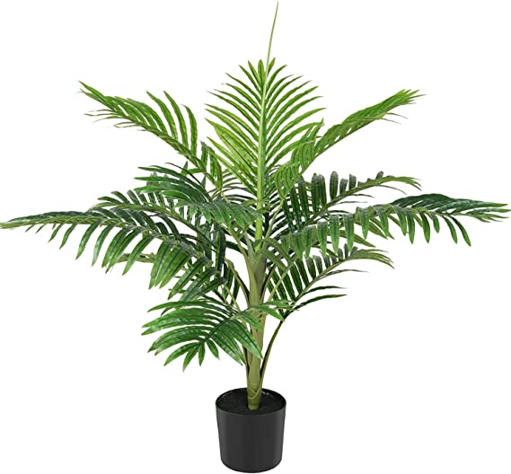 Artiflr Artificial Areca Palm Plan Fake Palm Tree, Faux Tree for Indoor Outdoor Modern Decoration Feaux Dypsis Lutescens Plants in Pot for Home Office (2.8Ft)