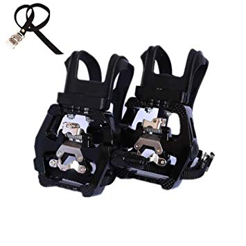 NAMUCUO SPD Pedals - Hybrid Pedal with Toe Clip and Straps, Suitable for Indoor Exercise Bikes, Spin Bike and All Bikes with 9/16" axles. Half Year Warranty.