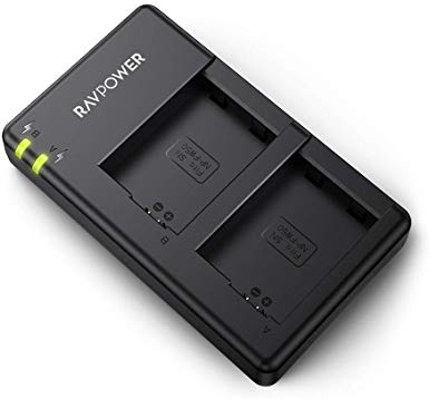 NP-FW50 Ravpower Dual Slot Battery Charger Compatible with Sony NP FW50 Batteries for A6000, A6500, A6300, A6400, A7, A7II, A7RII, A7SII, A7S, A7S2, A7R, A7R2, A55, A5100, RX10 Camera and More