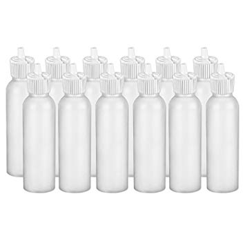 MoYo Natural Labs 2 oz Squirt Bottles, Squeezable Empty Travel Containers, BPA Free HDPE Plastic for Essential Oils and Liquids, Toiletry/Cosmetic Bottles (12 Pack, Translucent White)