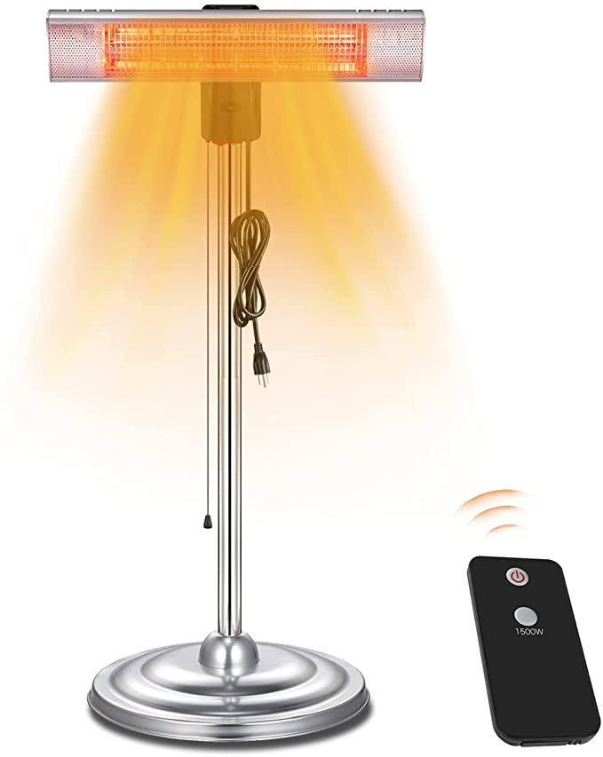 R.W.FLAME Electric Patio Heater, Electric Infrared Heater, Adjustable Standing/Outdoor Infrared Heater, Weather & Dust Proof, High Heat Efficiency, Waterproof IP65 Rated, Line Switch Control, 1500W…