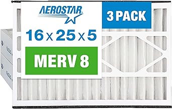 Aerostar 16x25x5 Air Filter MERV 8, Furnance Filters AC HVAC Replacement for Trion Air Bear 229990-105, (3 Pack) (Actual Size:15 5/8 x 24 1/8 x 4 7/8 Inches)