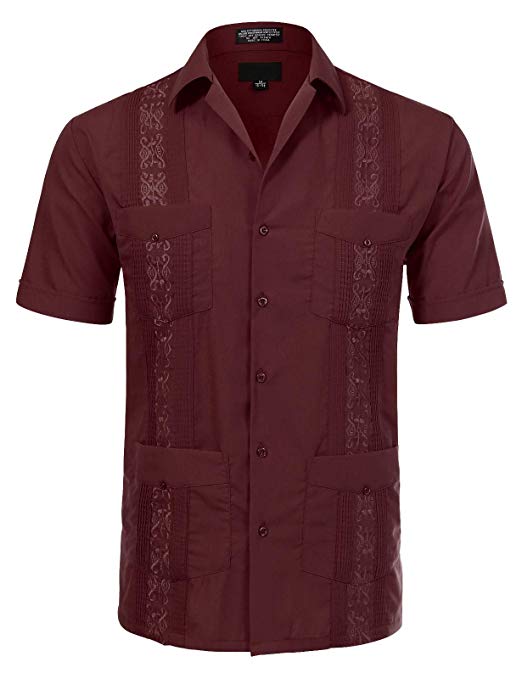 JD Apparel Men's Short Sleeve Cuban Guayabera Shirts