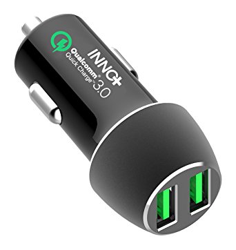 Dual USB 3.0 Quick Charge Car Charger-12V 36W Rapid Charging Qualcomm Certified with Soft-LED Lightning for Universal iOS/Android Non-Fast Chargeable Device-iPhone/Samsung Galaxy/Nexus/HTC/LG Adapter