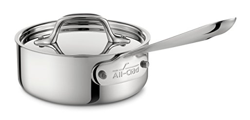 All-Clad 4201 Stainless Steel Tri-Ply Bonded Dishwasher Safe Sauce Pan with Lid / Cookware, 1-Quart, Silver