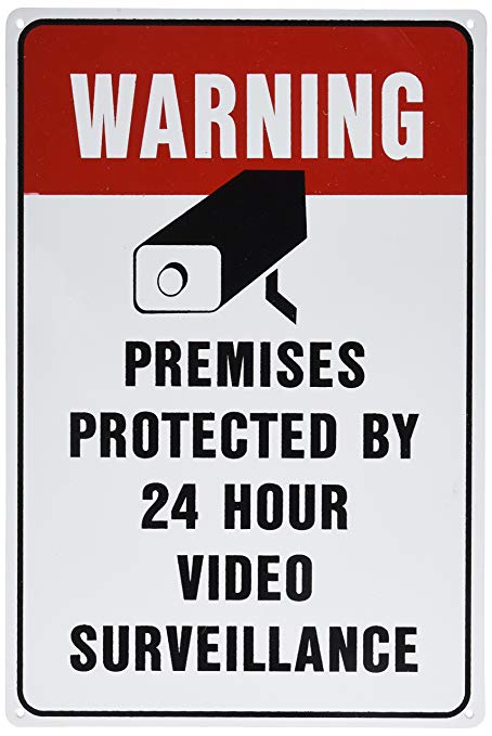 VIDEO SURVEILLANCE Sign Property Protected 24 Hour security protection warning