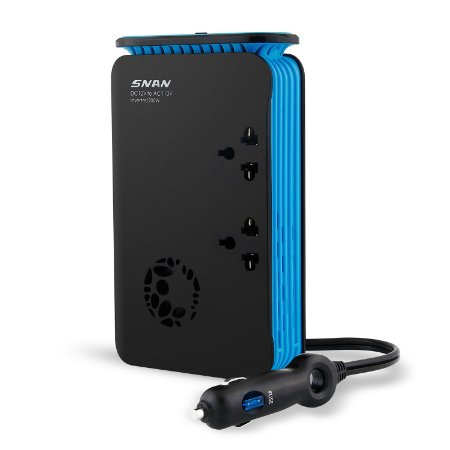 SNAN 200W Car Power Inverter DC 12V to AC 110V with 3 AC Outlets and Dual USB Charging Ports