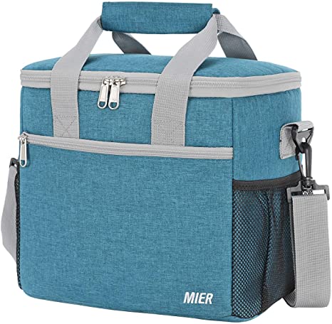 MIER 24 Can Large Capacity Soft Cooler Tote Insulated Lunch Bag Outdoor Picnic Bag,Ocean Blue