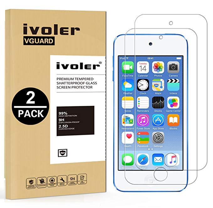 iVoler [2 Pack] Screen Protector for iPod Touch 7th/6th/5th, Tempered Glass Film for Apple iPod Touch 7th/6th/5th Generation, [9H Hardness] [Anti-Scratch] [Crystal Clear]