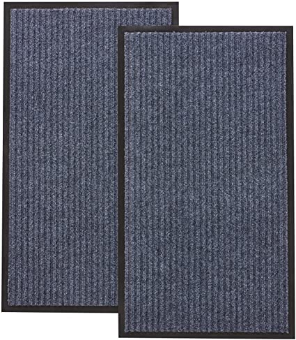 Lifewit Durable 2 Pack Indoor Door Mat Traps Dirt Non Slip Low-Profile Welcome Mat for Entryway, Front Door, Porch Area, Patio, Entrance Rug Shoe Scraper Mat, 24" x 36", Grey