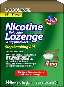 GoodSense Nicotine Polacrilex Lozenges, 4 mg, Mint Flavor, Stop Smoking Aid, 144 Count