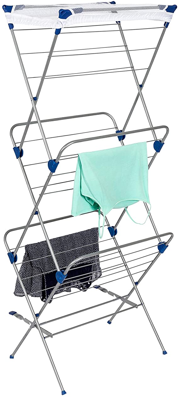 Honey-Can-Do DRY-01105 3-Tier Mesh Top Premium 60-Inch Drying Rack, Silver
