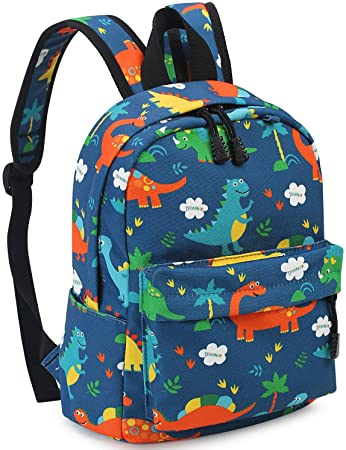 Zicac Children's Cute Canvas Backpacks Mini Rucksack Bag (M, Blue Dinosaur)