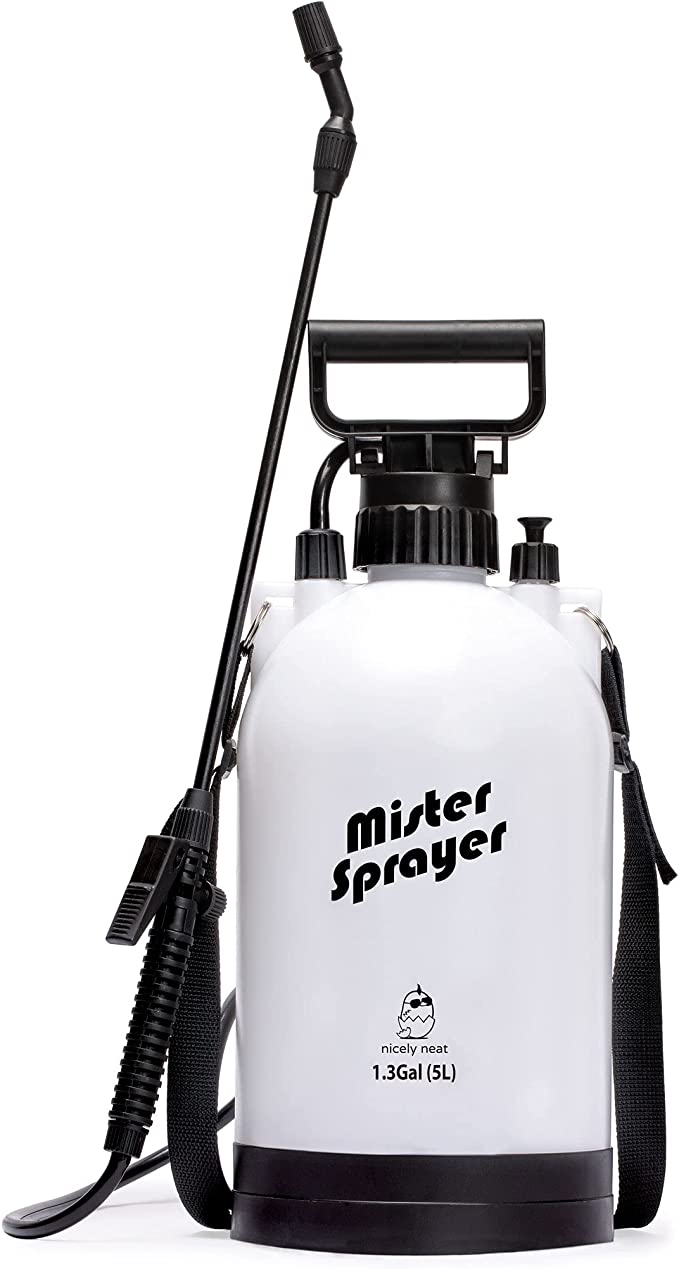Nicely Neat Portable Water Mister and Multi-Purpose Pressure Pump Sprayer for Plants, Lawns & Gardens - Mr. Mister - 5 Liters