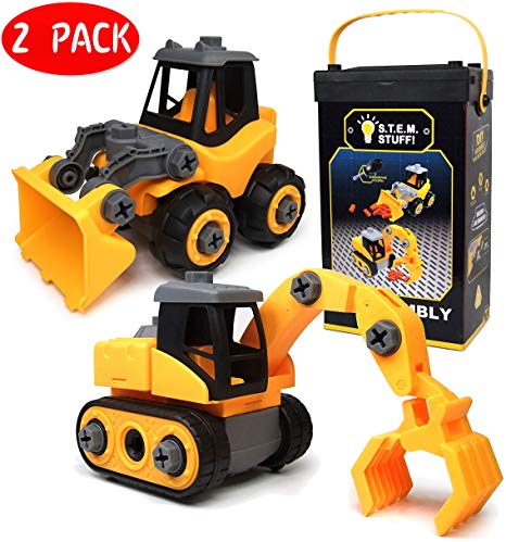 Construction Toy Trucks - Build and Take Apart - Great for Learning to Build & Fun to Play - 4 in 1 Playset with Screwdrivers, STEM Educational Toys - for Boys & Girls Aged 3