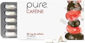 Pure Caféine – 30 Comprimés Hautement Dosés, Comprimés Véganes, Complément Alimentaire pendant le Sport, Contre la Concentration et la Fatigue, Éveillé et plus d’Énergie