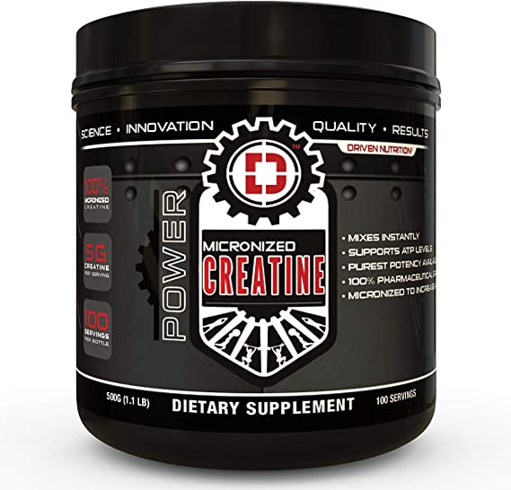 Driven Nutrition-Micronized Creatine (500gm), Unflavored, Gluten Free, Soy Free, Keto Friendly