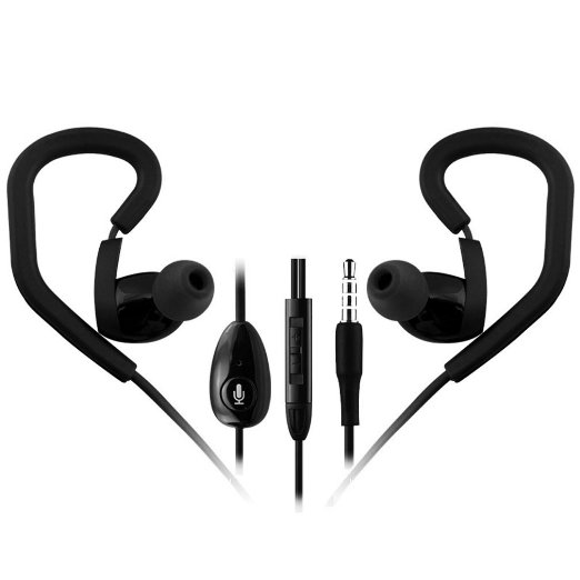 Beslot Sport Noise Isolating Stereo Headset In-ear Headphones Earphone with Mic and Volume Control Earbuds for Cellphones, Laptops , Earbuds with Mic (Black)