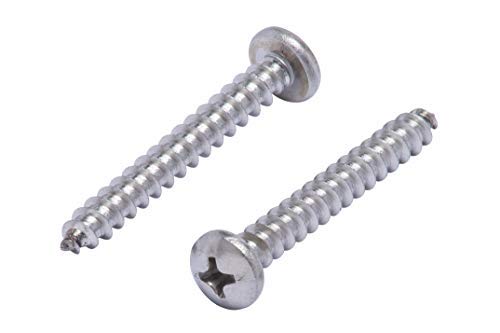 #10 X 1-1/2" Stainless Pan Head Phillips Wood Screw, (50pc), 18-8 (304) Stainless Steel Screws by Bolt Dropper