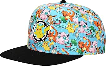 Bioworld Pokemon Characters AOP Youth Light Blue Snapback Cap