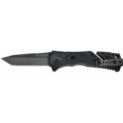 SOG Trident Assisted Folding Knife TF7-CP - Black TiNi 3.75" AUS-8 Straight Edge Tanto Blade, GRN Handle