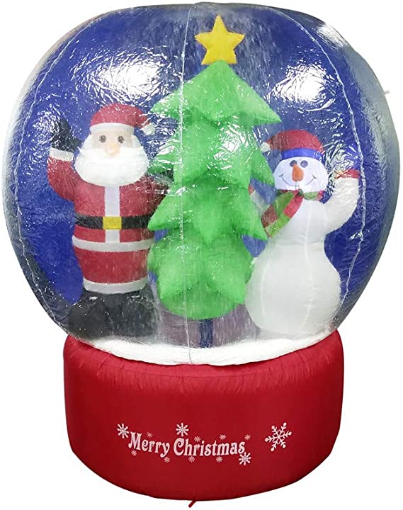 ALEKO CHID004 Inflatable LED Holiday Christmas Snow Globe with Merry Christmas Sign 5 Foot with UL Certified Blower Holiday Christmas Inflatable, Christmas Décor, LED Outdoor Christmas Decorations