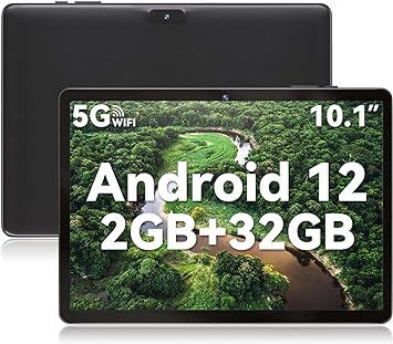 SGIN Tablet 10 Inch Tablets, Android 12 2GB ROM 32GB RAM, 5000mah Battery, Quad-Core Processor, 6MP Camera 5G WiFi IPS HD Touch Screen, WiFi(Black)