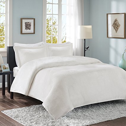 Comfort Spaces - Solid Microlight Blanket & Sham Set –King size – Ivory /Off-White