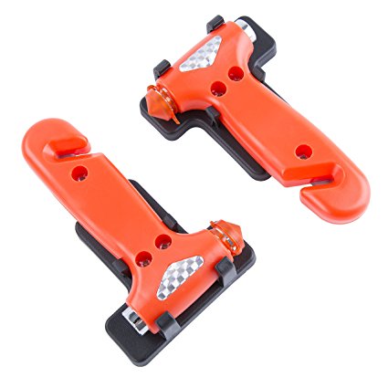 Ohmotor 2pcs Car Safety Hammer, Window Breaker & Seatbelt Cutter, Window Punch Breaker, Auto Rescue, Disaster Escape, Life-Saving Hammer Tool (Type 2)