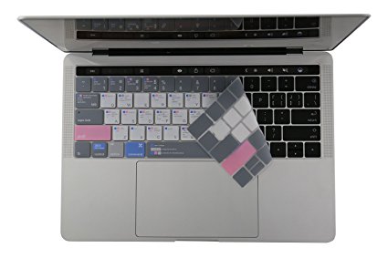 Premium Mac OS X Shortcut Hot Keys Keyboard Cover for NEWEST Macbook Pro with Touch Bar 13 Inch A1706 or 15 Inch A1707 (Release 2016/2017)