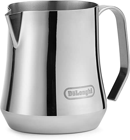 De'Longhi Milk Frothing Pitcher, Stainless Steel, 17 ounce (500 ml), Barista Tool, Frother Jug for Espresso Machine Coffee Cappuccino Latte Art, DLSC069