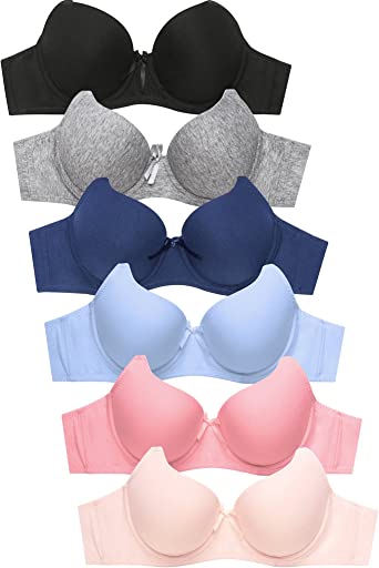 Mamia Women's Basic Lace/Plain Lace Bras (Pack of 6)- Various Styles