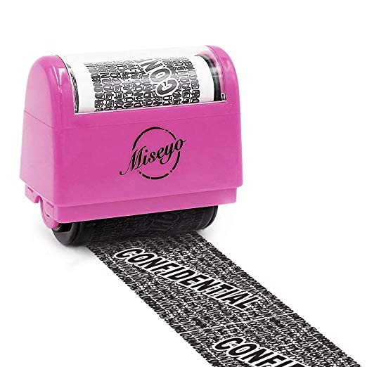 Miseyo Wide Roller Stamp Identity Theft Stamp 1.5 inch Perfect for Privacy Protection - Pink