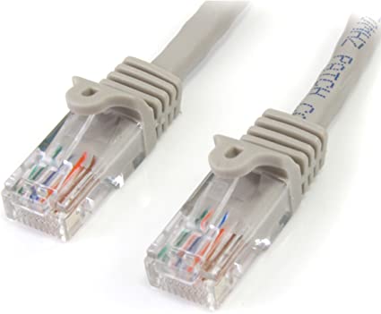 StarTech.com Cat5e Ethernet Cable - 25 ft - Gray- Patch Cable - Snagless Cat5e Cable - Long Network Cable - Ethernet Cord - Cat 5e Cable - 25ft (45PATCH25GR)