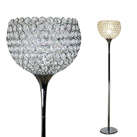 Surpars House Ball Shape Crystal Floor Lamp,Silver