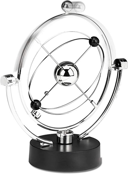 Perpetual Motion Desk Sculpture Toy - Kinetic Art Galaxy Planet Balance Mobile - Magnetic Executive Office Home Décor Tabletop Toy - Men Women Stress Relief
