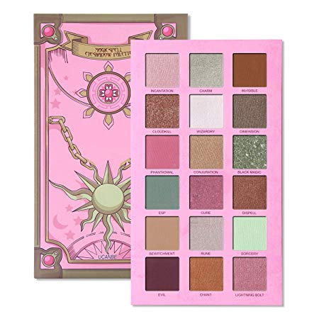 UCANBE Magic Spell Eyeshadow Palette 18 Color Pigment Matte Shimmer Glitter Eye Shadow Makeup - Nude Browm Peachy Pink Sage Green Velvet Texture Easy to Blend Long Lasting Pallet