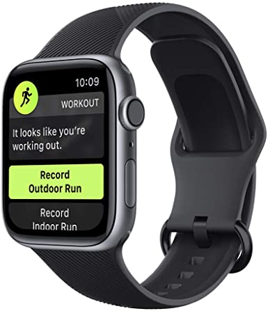 elkson Sport Band Compatible with Apple Watch Band 42MM 44MM Ultra Light Soft Liquid Silicone Rubber Replacement Strap Compatible with Apple Watch Series 5/4/3/2/1 (44mm Black)