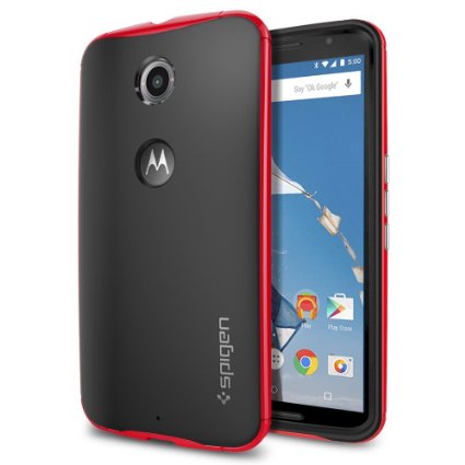 Nexus 6 Case, Spigen® [Neo Hybrid Series] METALLIZED BUTTONS [Dante Red] Bumper Style Premium Case Slim Fit Dual layer Protective Cover for Google Nexus 6 (2014) - Dante Red (SGP11240)