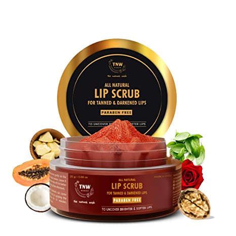 TNW - The Natural Wash Lip Lightening & Brightening Lip Scrub for Tanned And Darkened Lips 25 g | Organic Lip Balm Scrub for Men and Women, An Ayurveda Lips Scrub Get Your Natural Lips Back