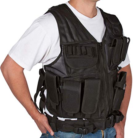 Modern Warrior Tactical Vest with Holster and Pouches - In Camouflage, ACU, Black, Desert, and Teen Sizes