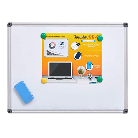 Magnetic White Board, Small Dry Erase Board 12'' x 16'', Aluminium Frame White Board with 4 Magnets, 1 Eraser. (12x16 inch)