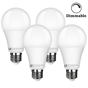 LE Dimmable 100W Bulbs Equivalent, 15W A21 E26 LED Bulbs, 1500lm, 200° Beam Angle, 5000K Daylight White, LED Light Bulbs, pack of 4 units