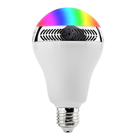 Bluetooth Light Bulb GRDE® 4.0 LED Light Bulbs 5W Remote Controlled Color Changing Lamp with Speaker Alarm Clock for Phone Tablet Home Lighting