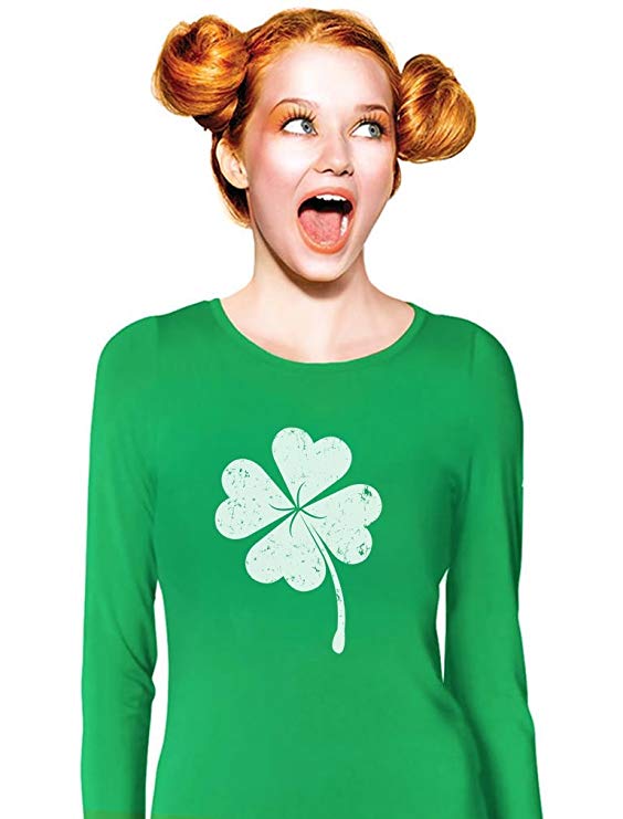 Women's - Faded Shamrock Clover St. Patrick's Day Long Sleeve T-Shirt
