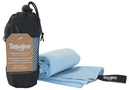 Microfibre Travel and Sports Towel - Fast Drying Super Absorbent Ultra-compact Soft Suede Finish with Hanging Loop For Gym Camping - 45 Day Money Back Satisfaction Guarantee - Tasajee Australia